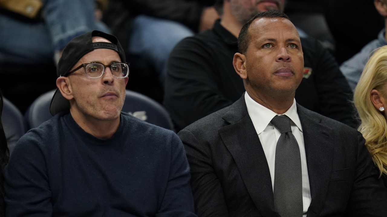 Minnesota Timberwolves owners Marc Lore, left, and Alex Rodriguez.