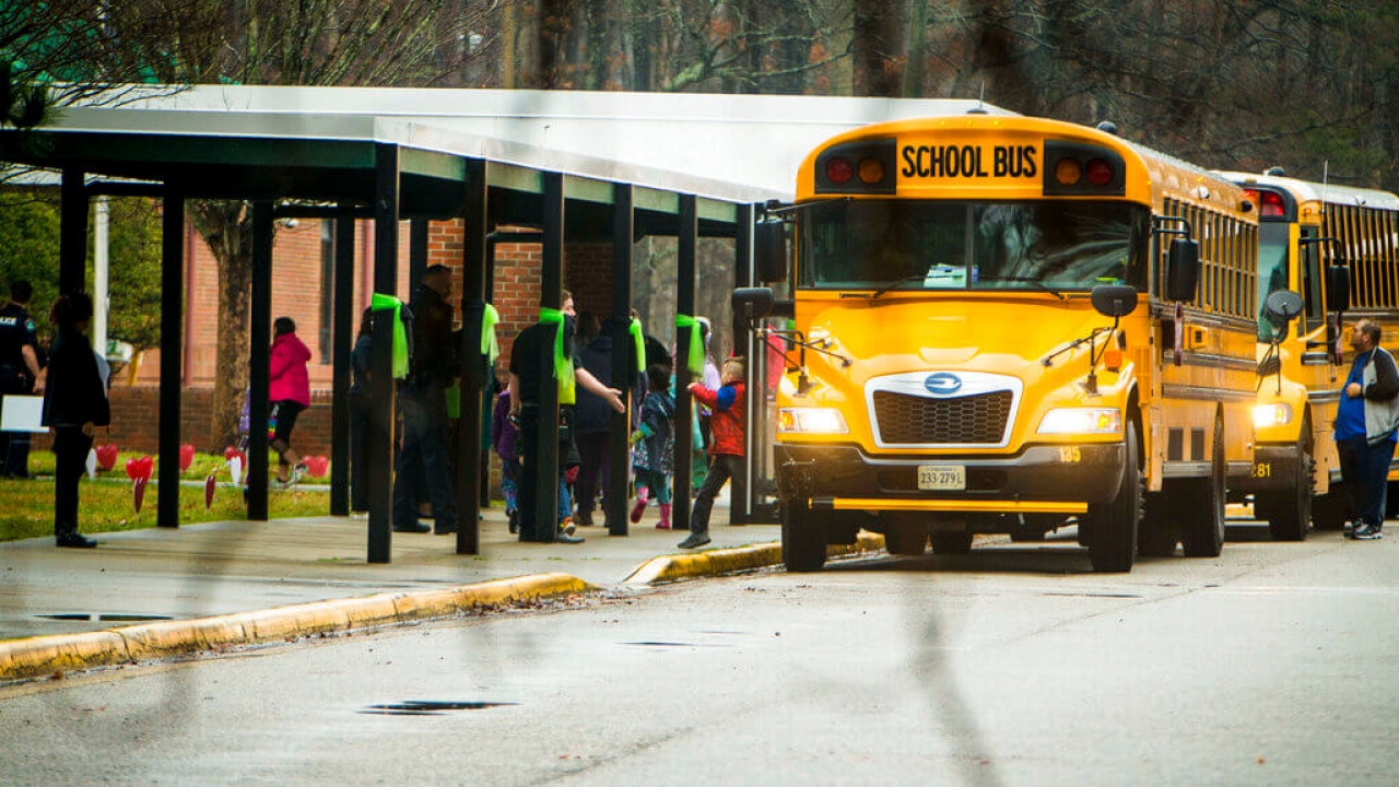 A school bus outside Richneck Elementary School in Newport News, Virginia.