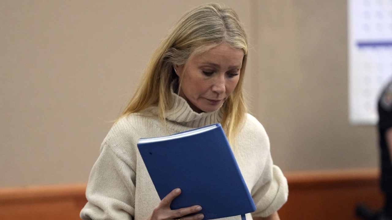 Actor Gwyneth Paltrow looks on before leaving the courtroom, Tuesday, March 21, 2023, in Park City, Utah.
