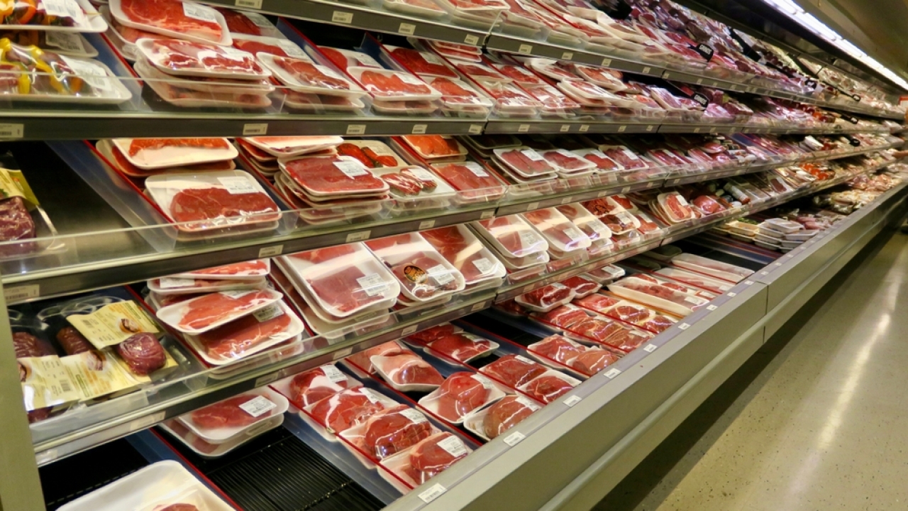 Meat at a grocery store.
