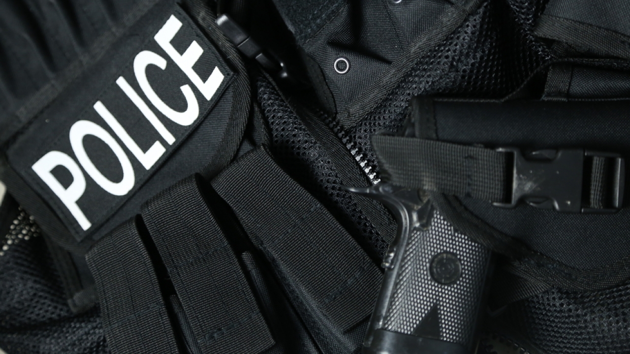 Close-up image of police officer equipment