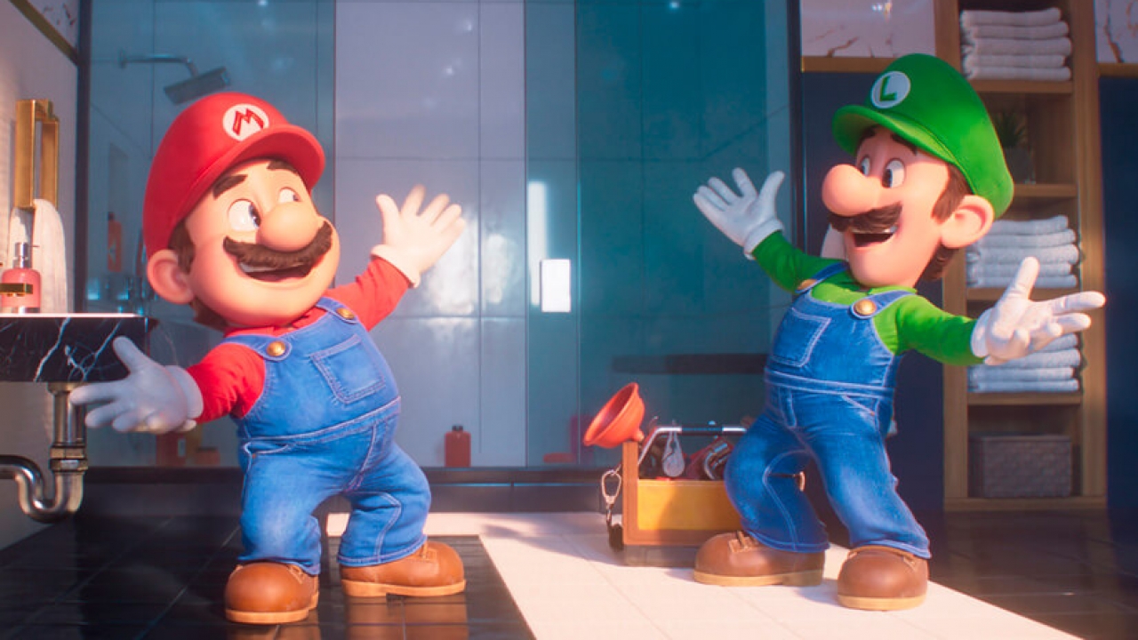 Mario, voiced by Chris Pratt, left, and Luigi, voiced by Charlie Day in Nintendo's "The Super Mario Bros. Movie."