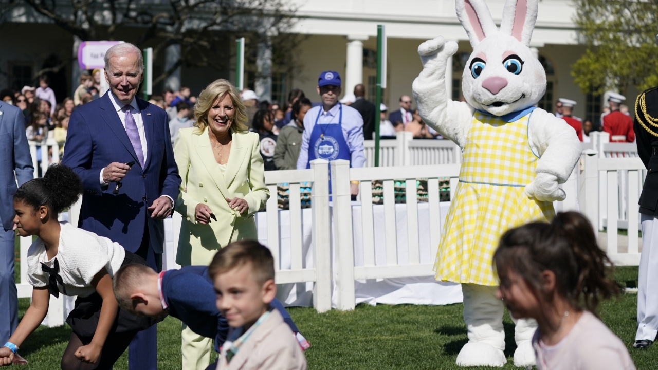 President Joe Biden and first lady Jill Biden at the White House Easter egg roll.