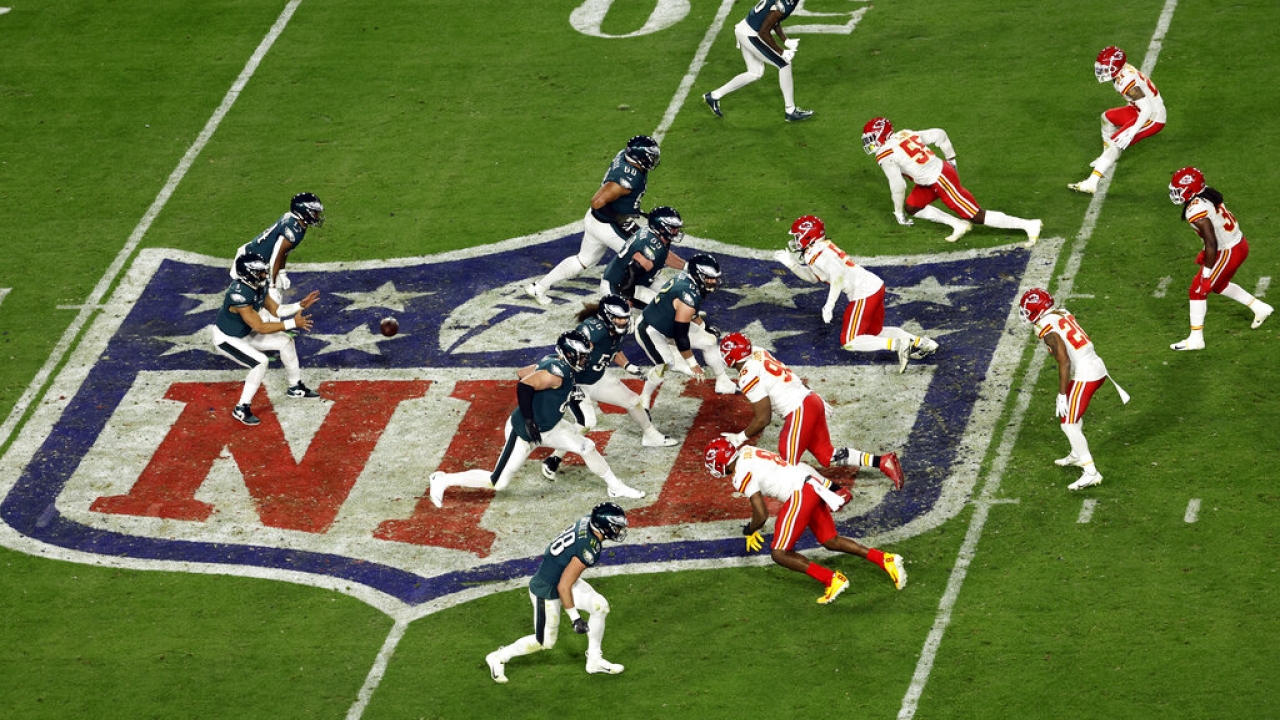 Philadelphia Eagles play against the Kansas City Chiefs during the NFL Super Bowl 57