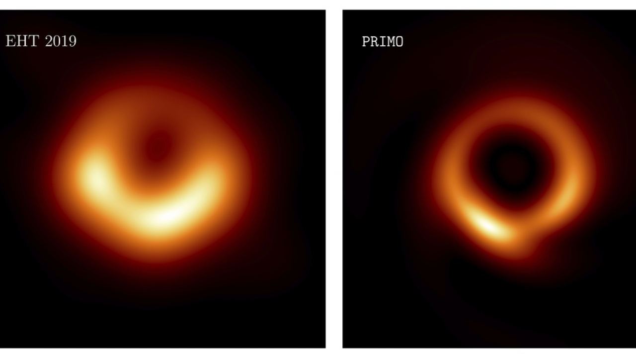 Image of the M87 black hole released in 2019, left, and, an updated one for 2023.