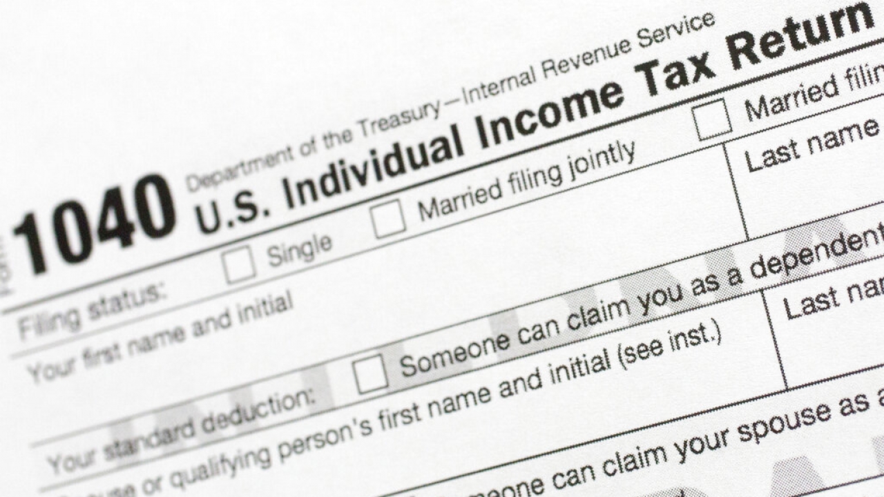 File photo shows a portion of the 1040 U.S. Individual Income Tax Return form.