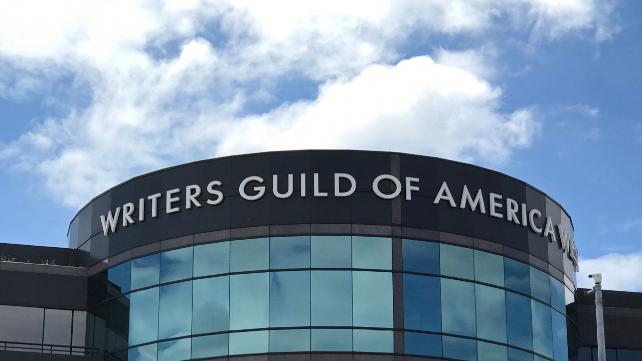 Writers Guild of America sign in Los Angeles.