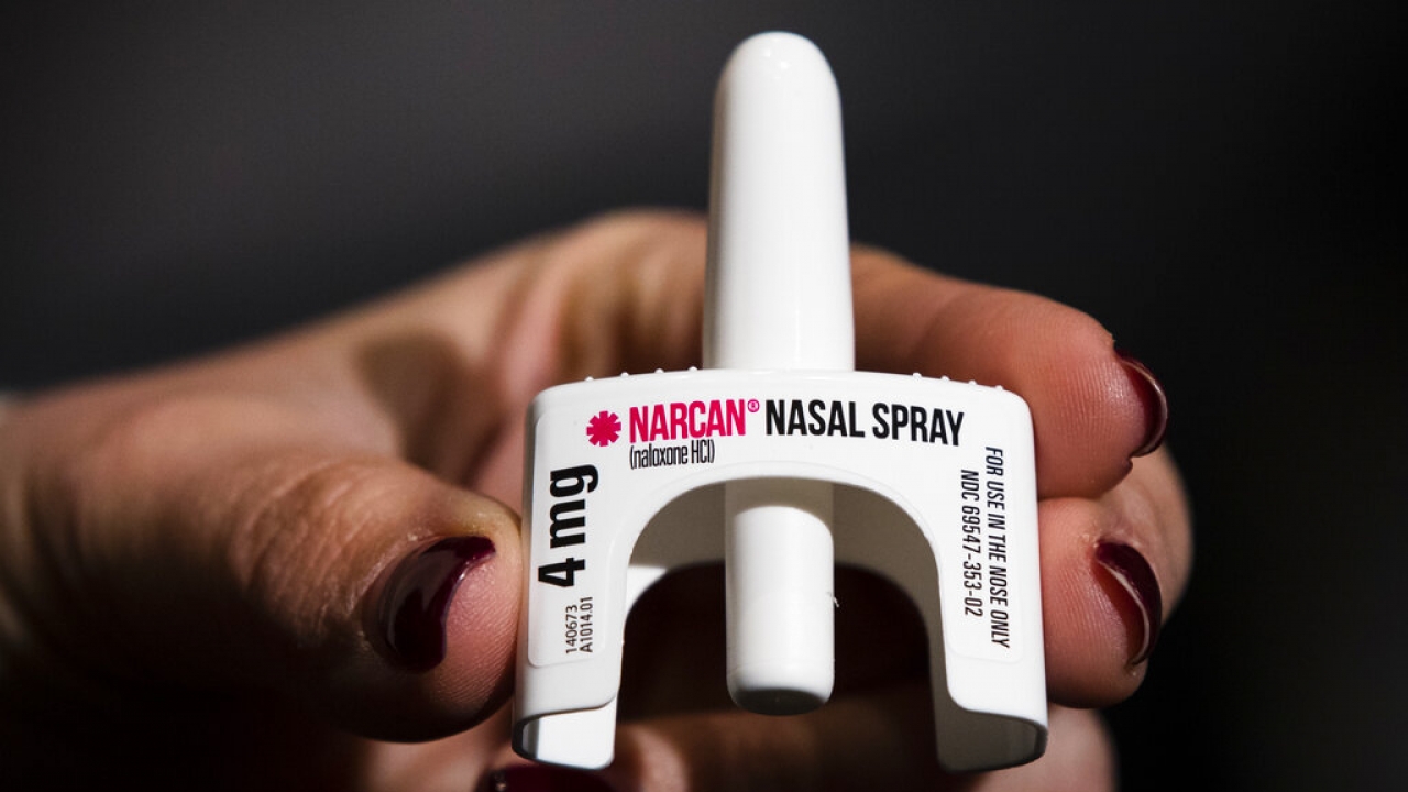 Overdose-reversal drug Narcan is displayed during training for employees of the Public Health Management Corporation