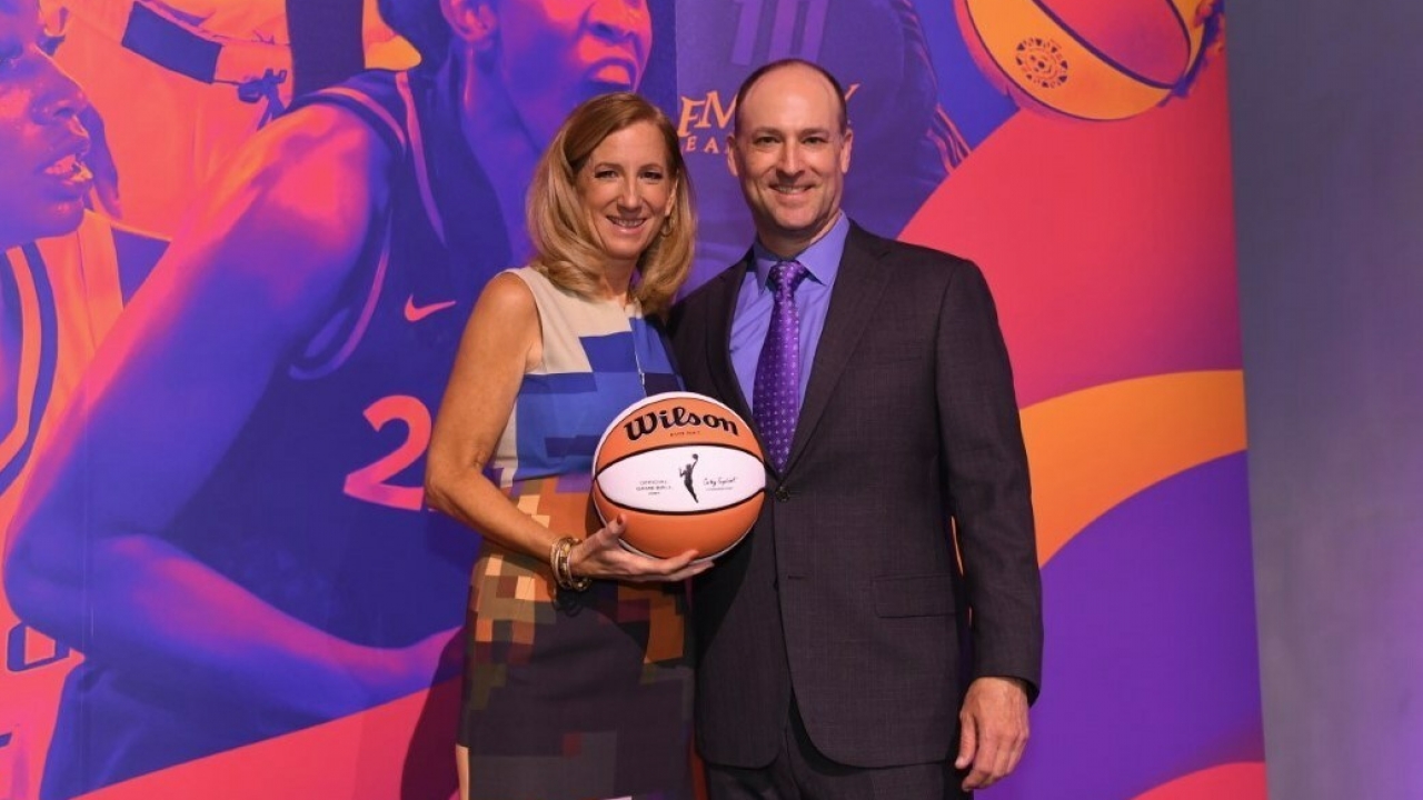 WNBA Commissioner Cathy Engelbert and Adam Symson, President and CEO of The E.W. Scripps Company.