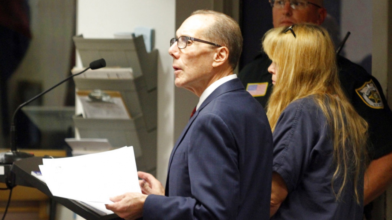 Attorney Richard Lubin speaks during the first court appearance of his client Sheila Keen Warren.