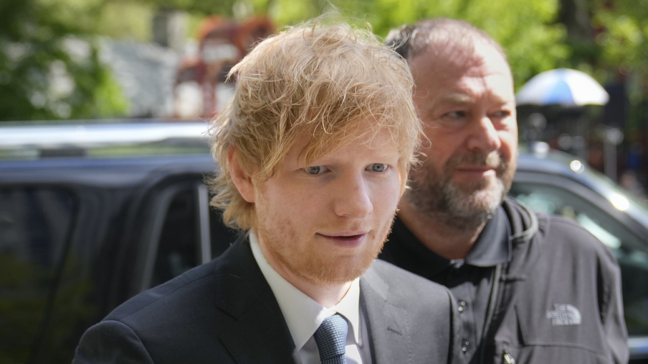 Ed Sheeran arrives to court.