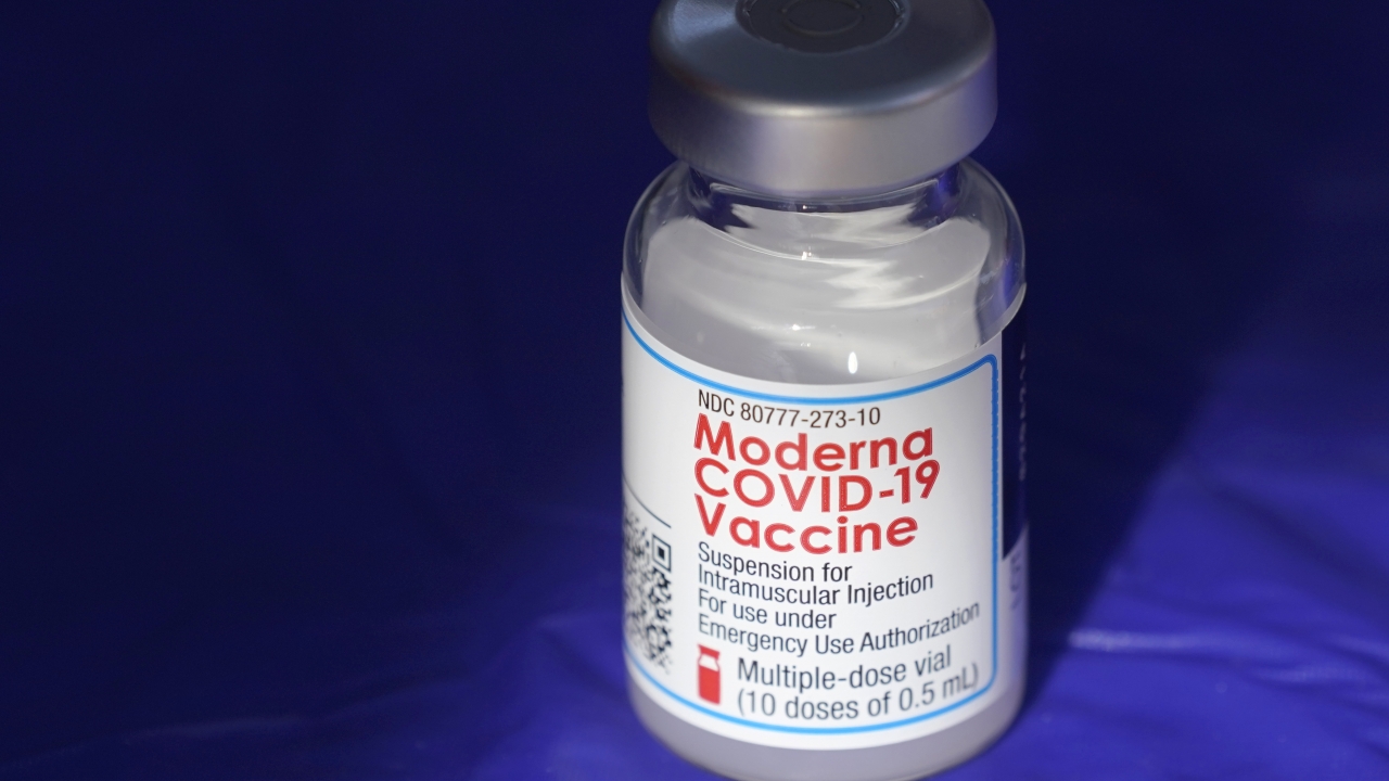 a vial of the Moderna COVID-19 vaccine