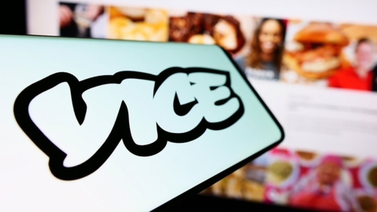 Smartphone showing the the Vice logo.