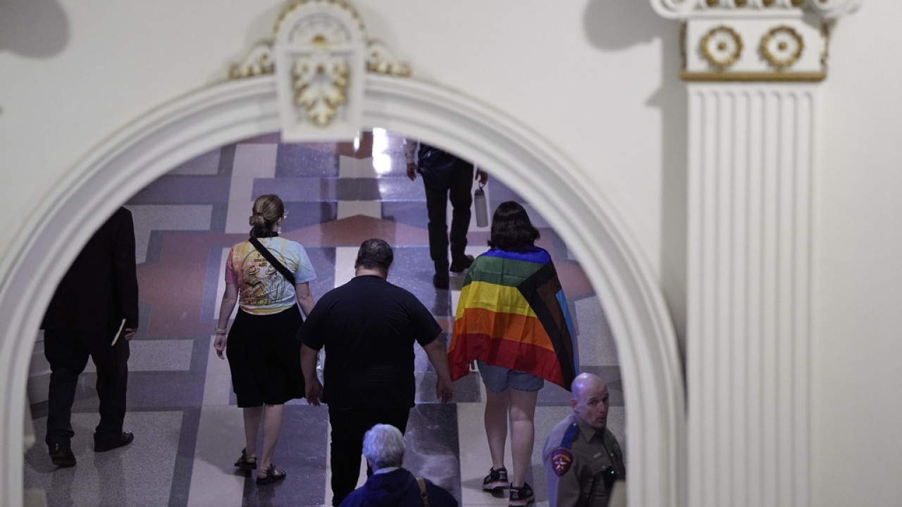 Members of the gallery leave the House chamber at the Texas Capitol.