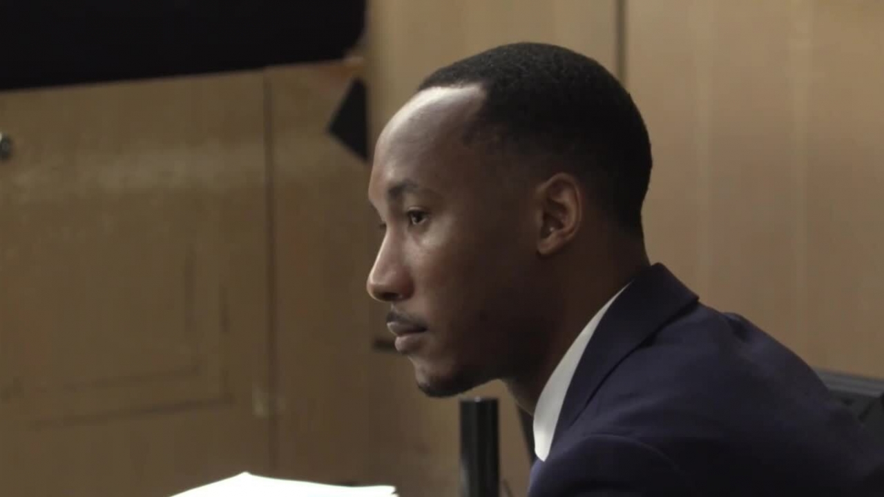 Former Florida State and NFL wide receiver Travis Rudolph sits in court on the second day of his murder trial