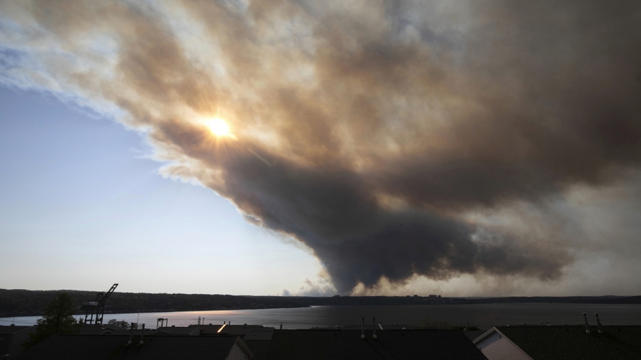 Thick plumes of heavy smoke fill the Halifax sky.