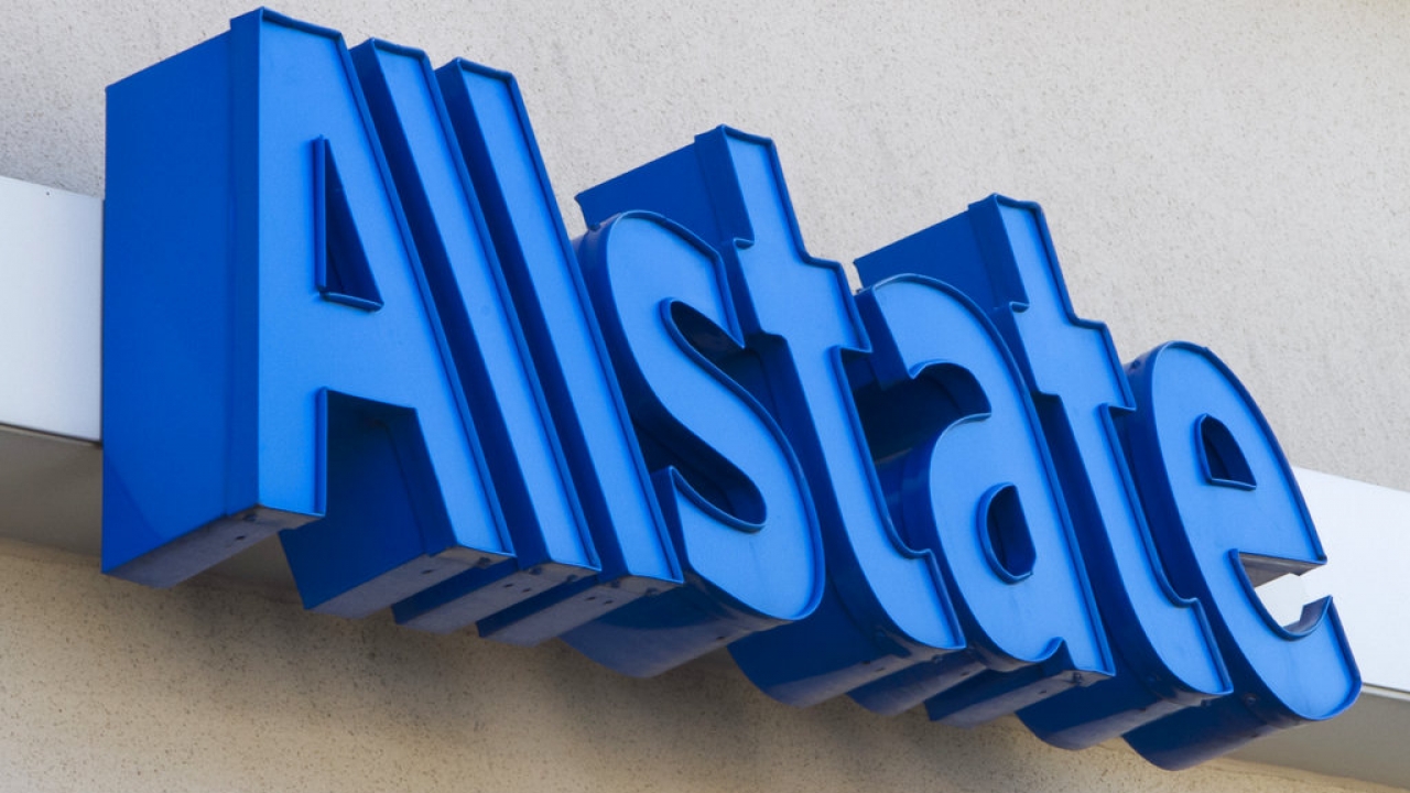 The Allstate logo is displayed at an insurance office.