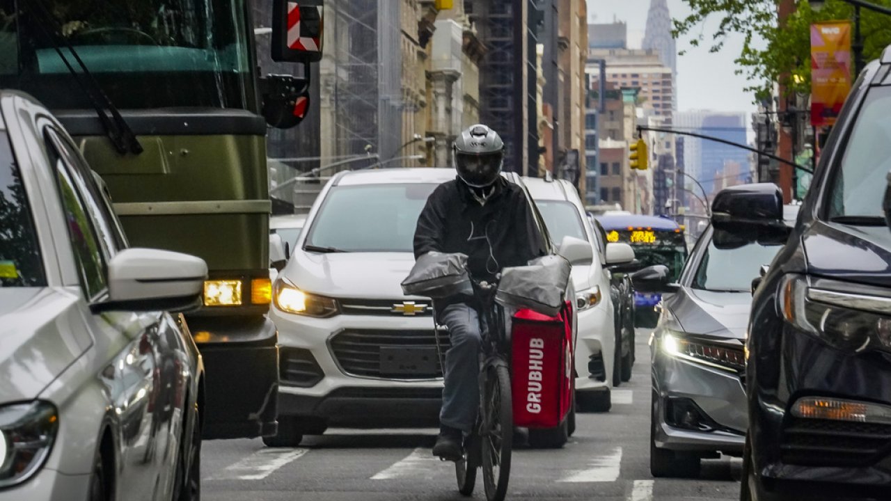 Food delivery worker in New York City