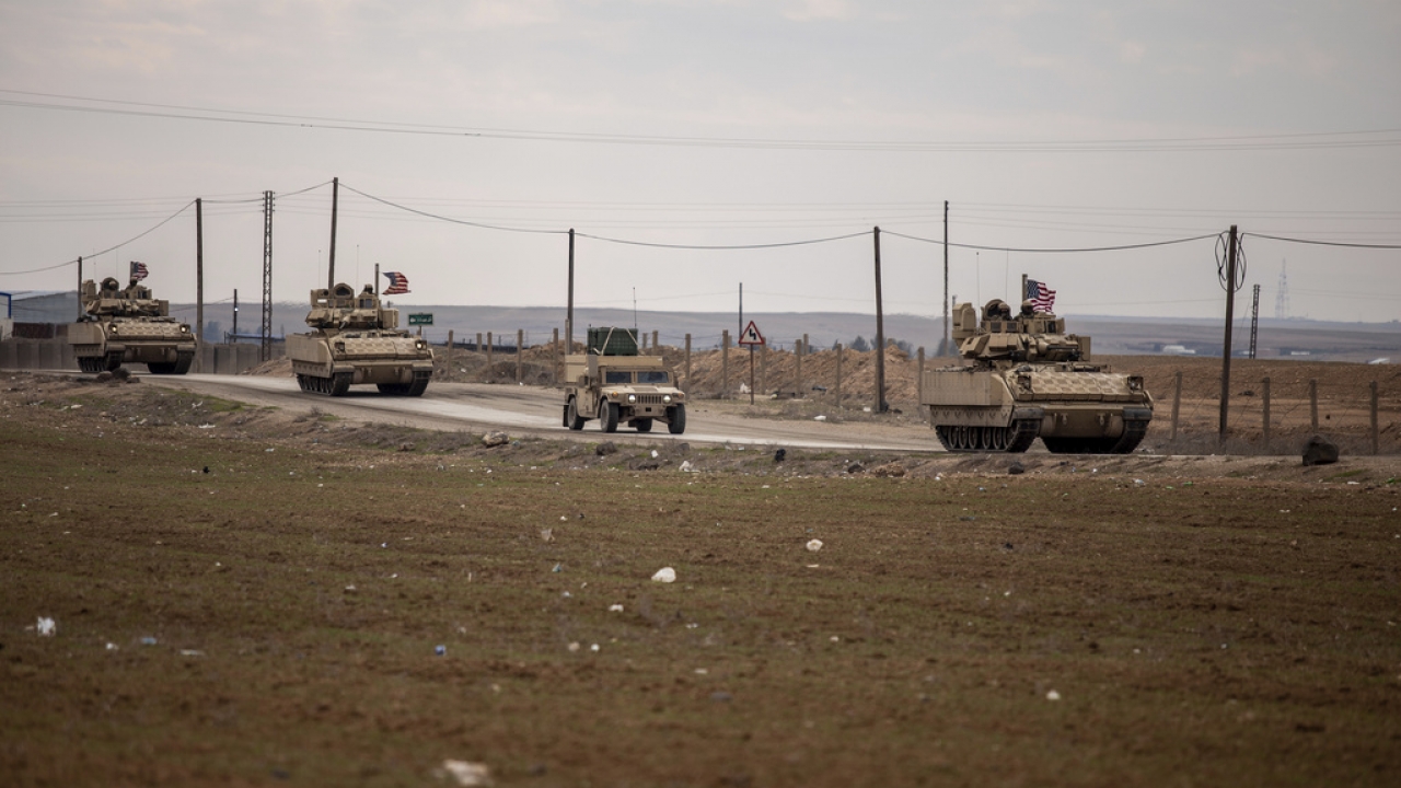 American military convoy patrol in Hassakeh, Syria