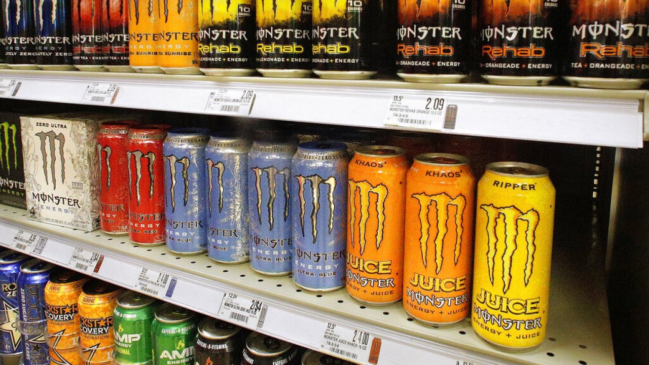 Energy drinks at a grocery store.
