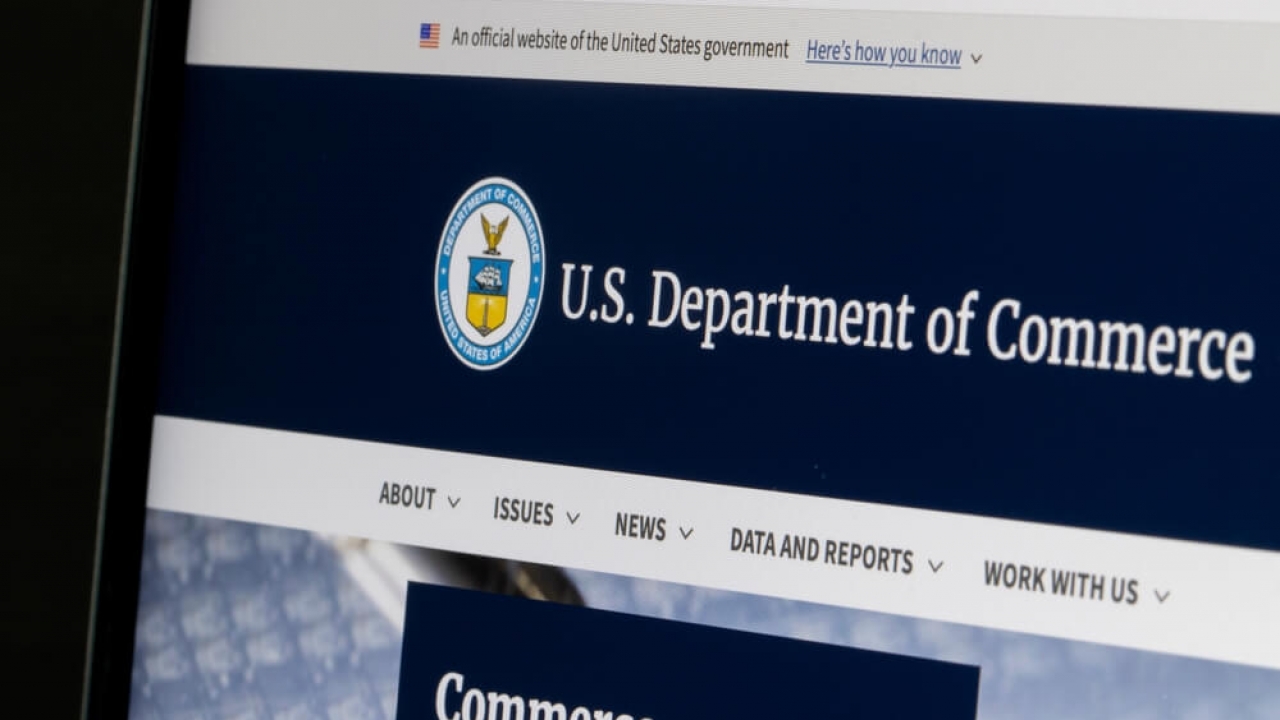 Website homepage of the U.S. Department of Commerce.