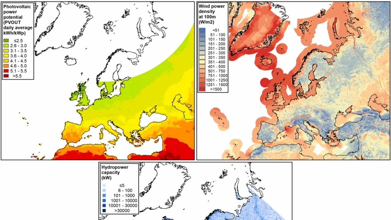 Maps showing heating patterns across Europe.
