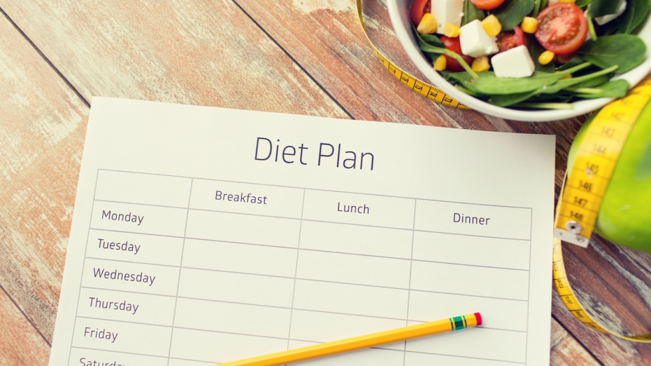 Diet plan paper with pencil.