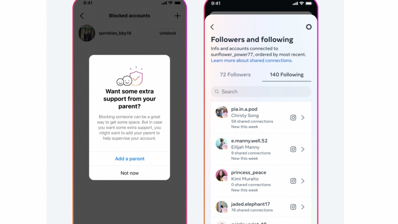 Instagram message appears on a phone screen encouraging a teen user to opt-in to parental supervision.