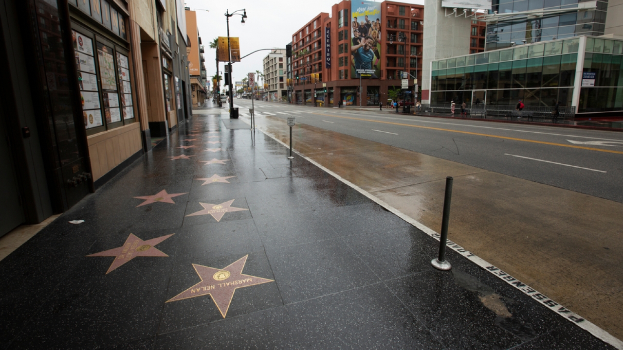 View of the Hollywood Walk of Fame.