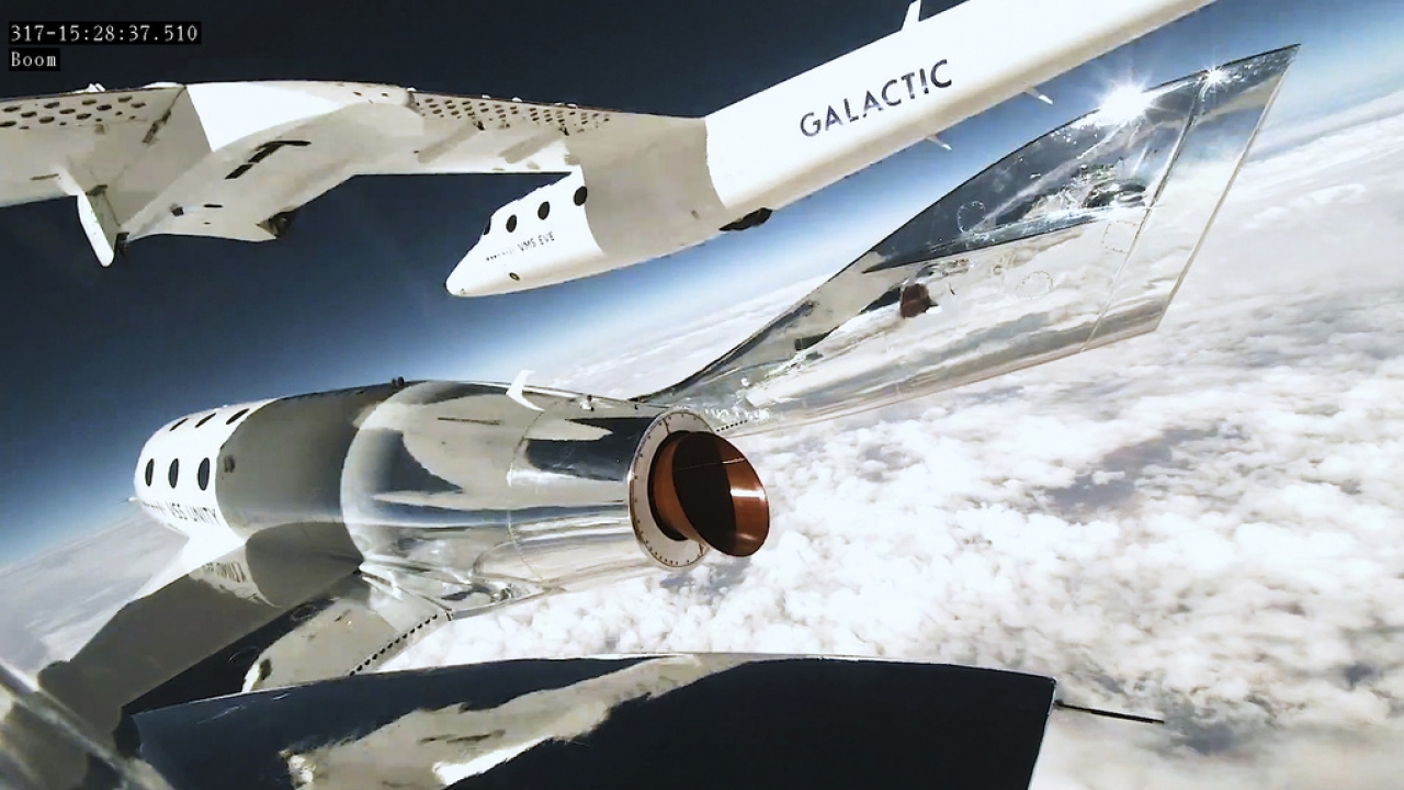 Virgin Galactic's rocket-powered spaceplane during a research flight