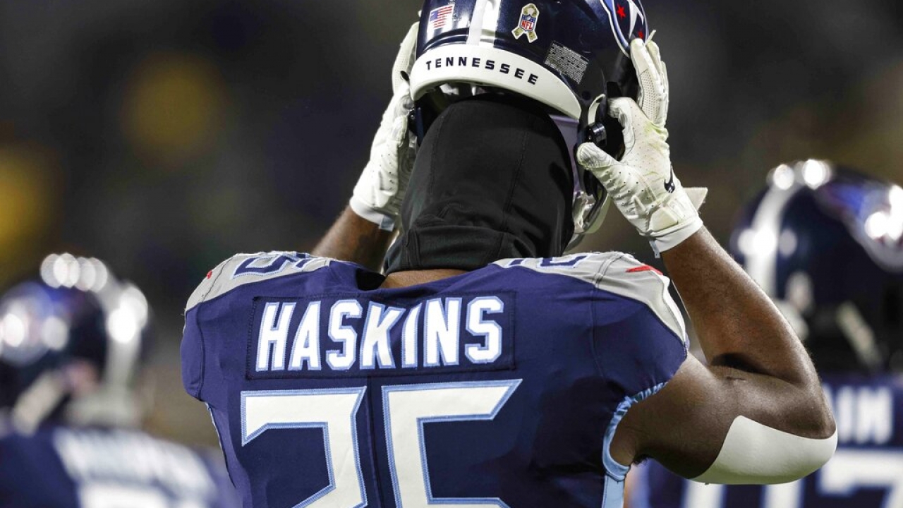 Tennessee Titans running back Hassan Haskins.