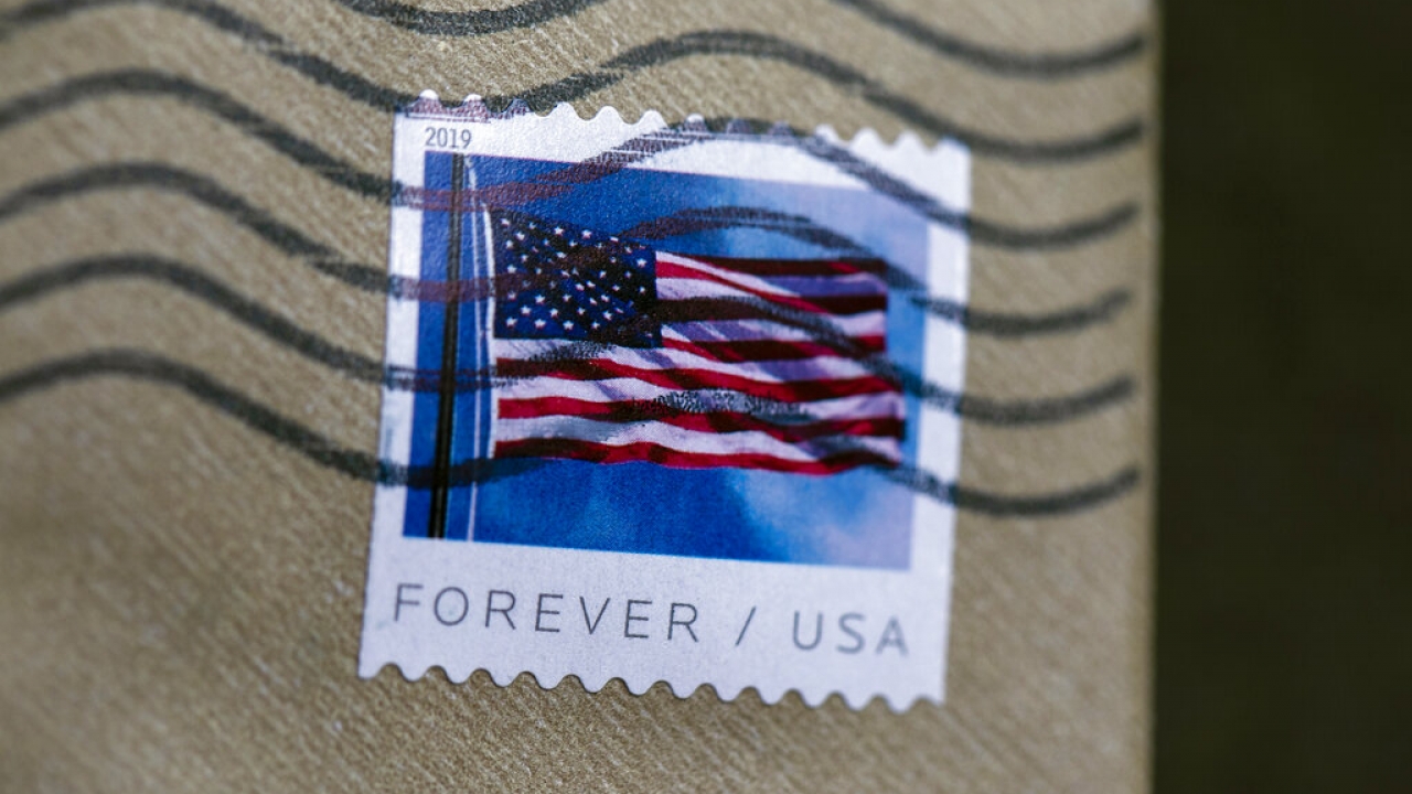 A U.S. postage stamp.