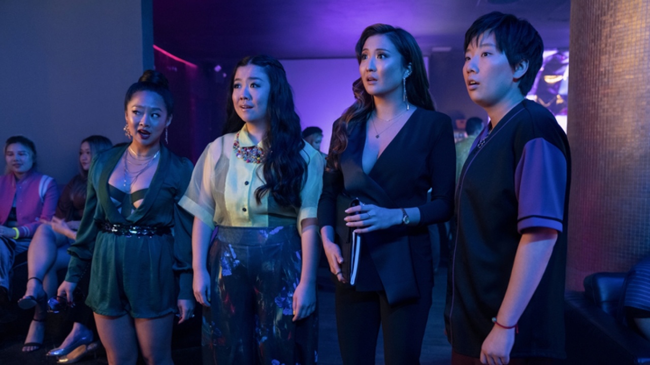 Actors Stephanie Hsu, Sherry Cola, Ashley Park and Sabrina Wu in the comedy film "Joy Ride."