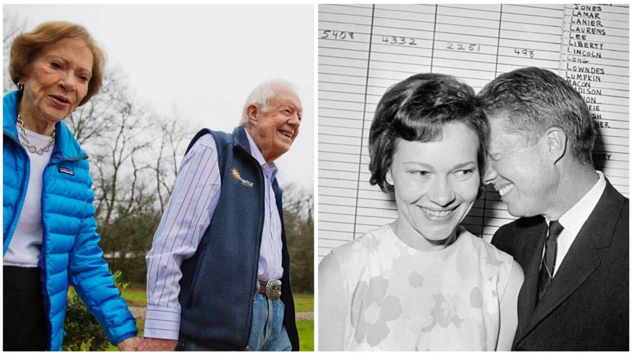 President Jimmy Carter his wife Rosalynn. Pictures taken 2017 and 1966.