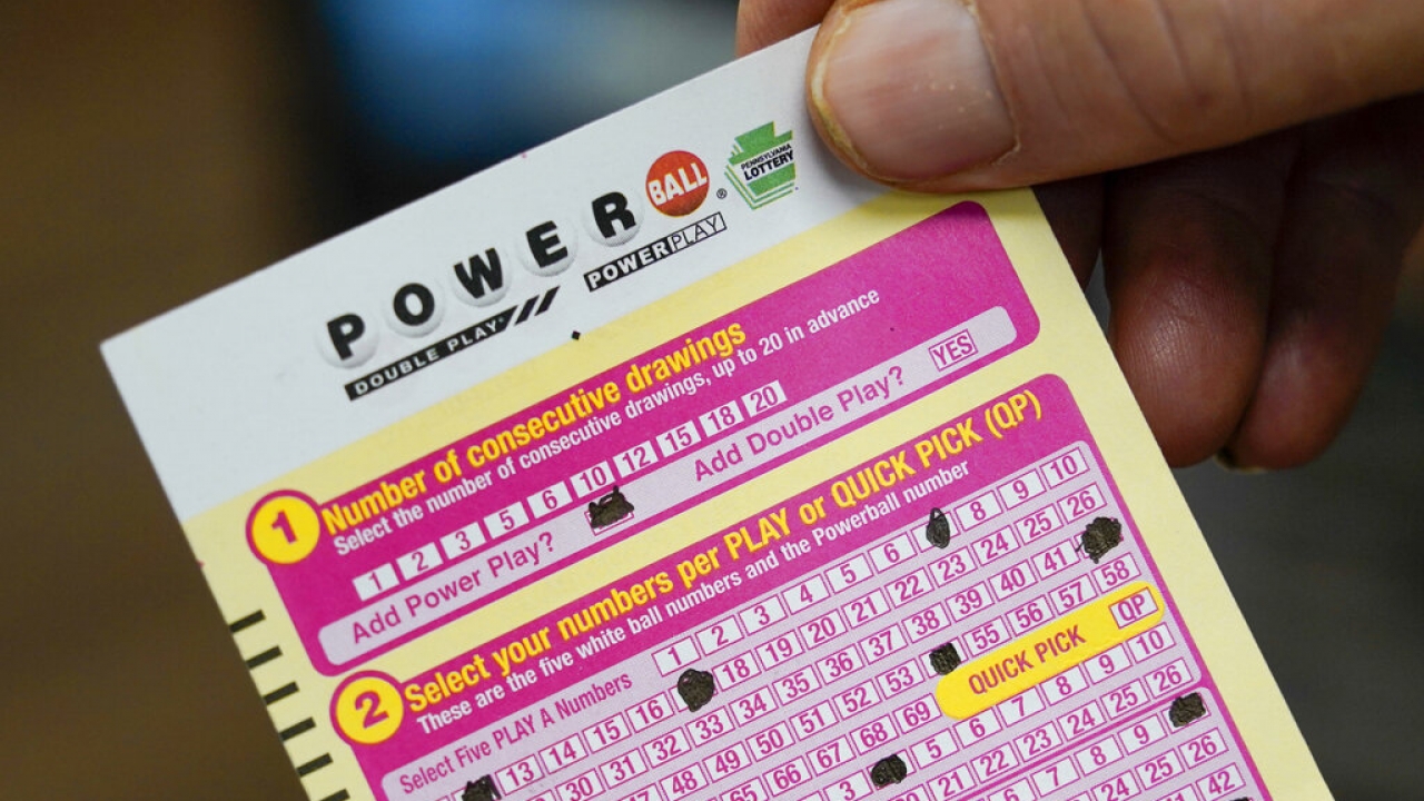 Scan card with selected numbers for a Powerball drawing.