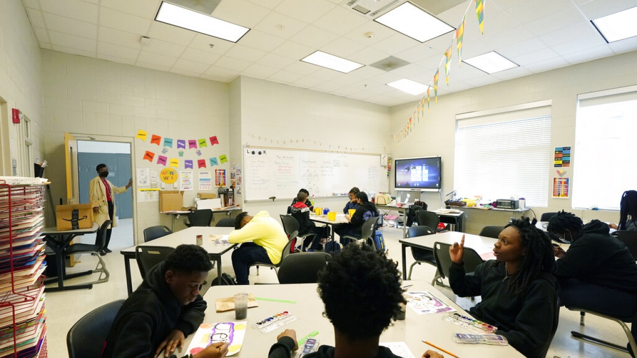 Classroom in Peeples Middle School in Jackson, Mississippi