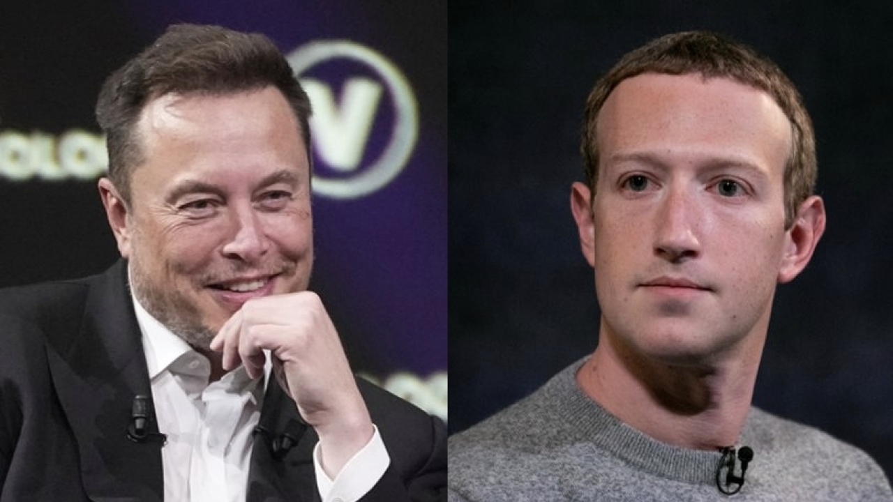 Combination photo of Elon Musk and Mark Zuckerberg.