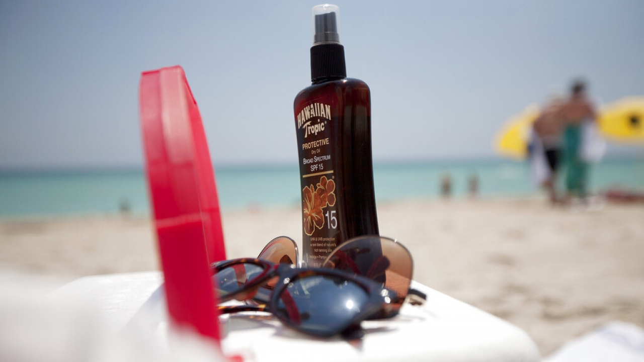 Sunscreen on a beach.