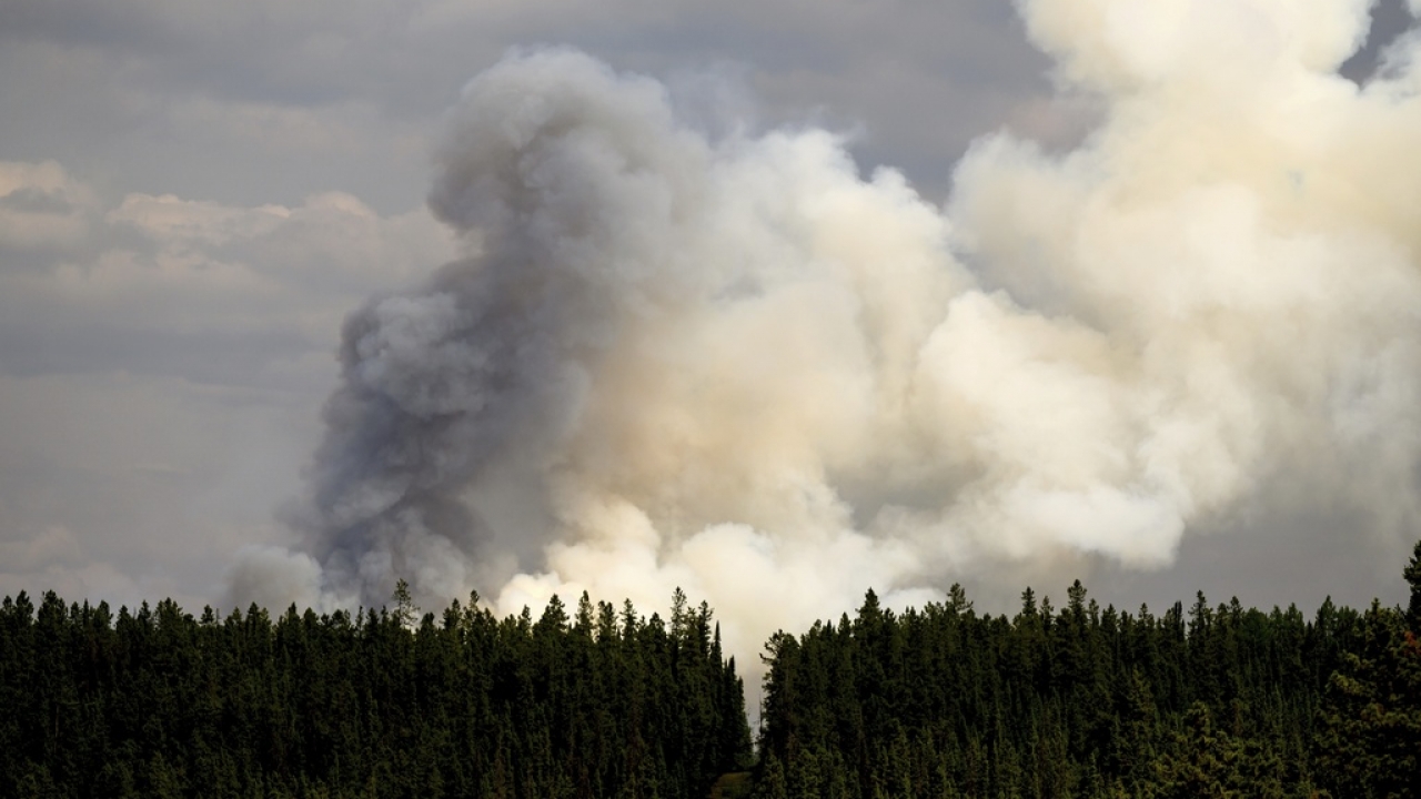 Smoke billows from a wildfire in Canada.
