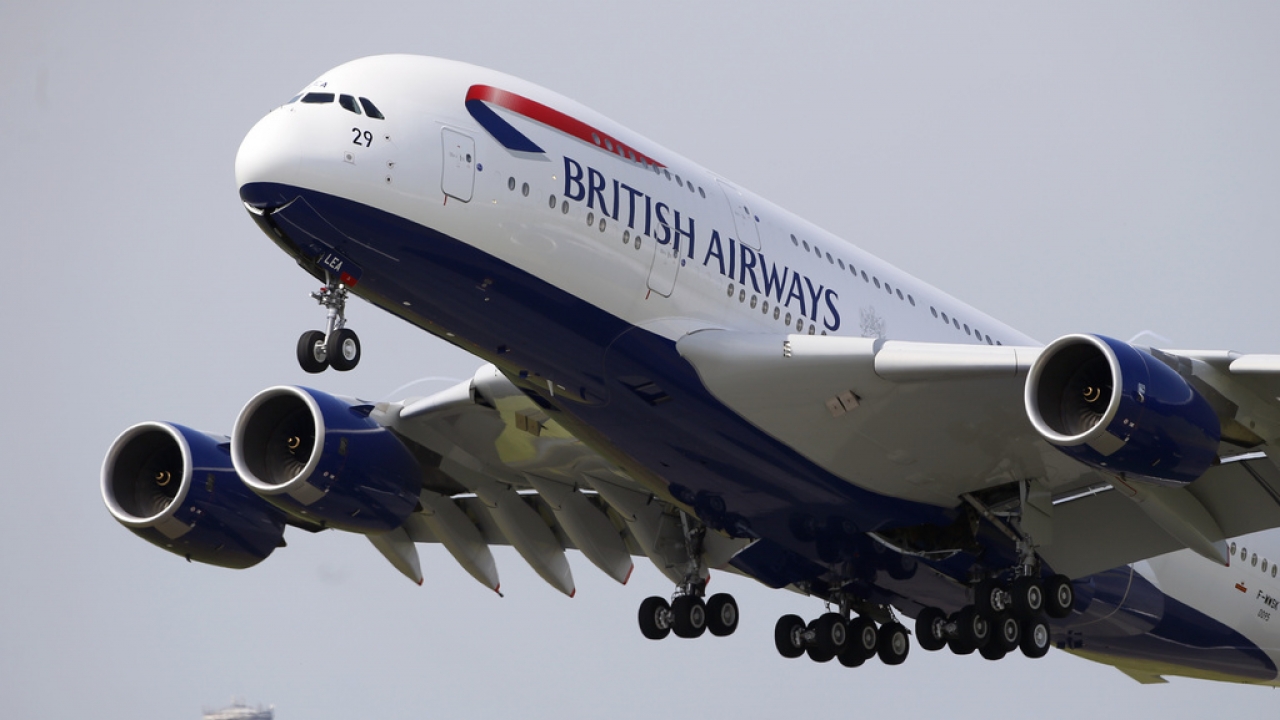 A British Airways flight taking off.