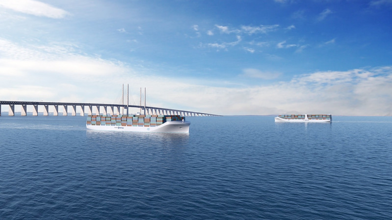 A concept showing a remote controlled container ship vessel powered by Rolls Royce technology.