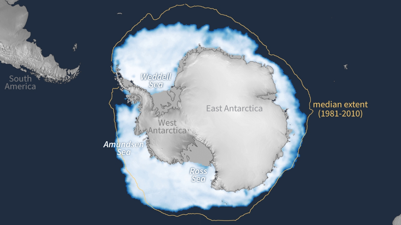 A map of sea ice extent in Antarctica