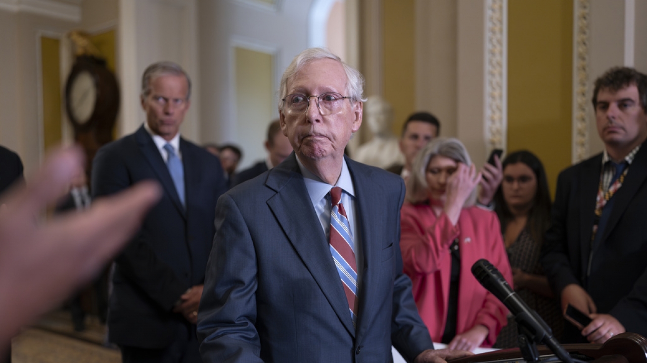 Senate Minority Leader Mitch McConnell at his press conference.