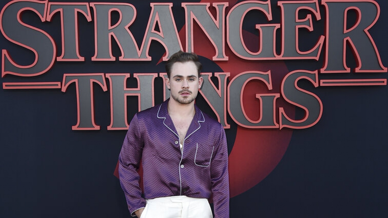 Dacre Montgomery arrives at the season three premiere of "Stranger Things."