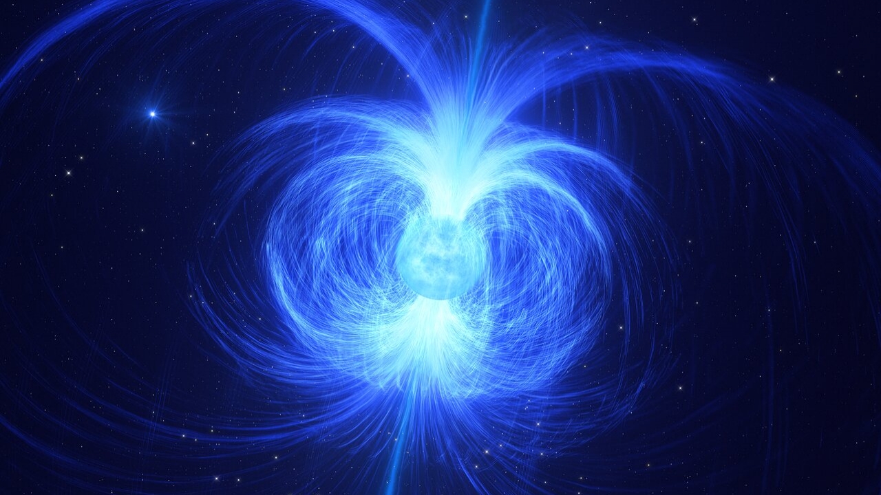 This artist impression shows HD 45166, a massive star recently discovered to have a powerful magnetic field of 43 000 gauss.