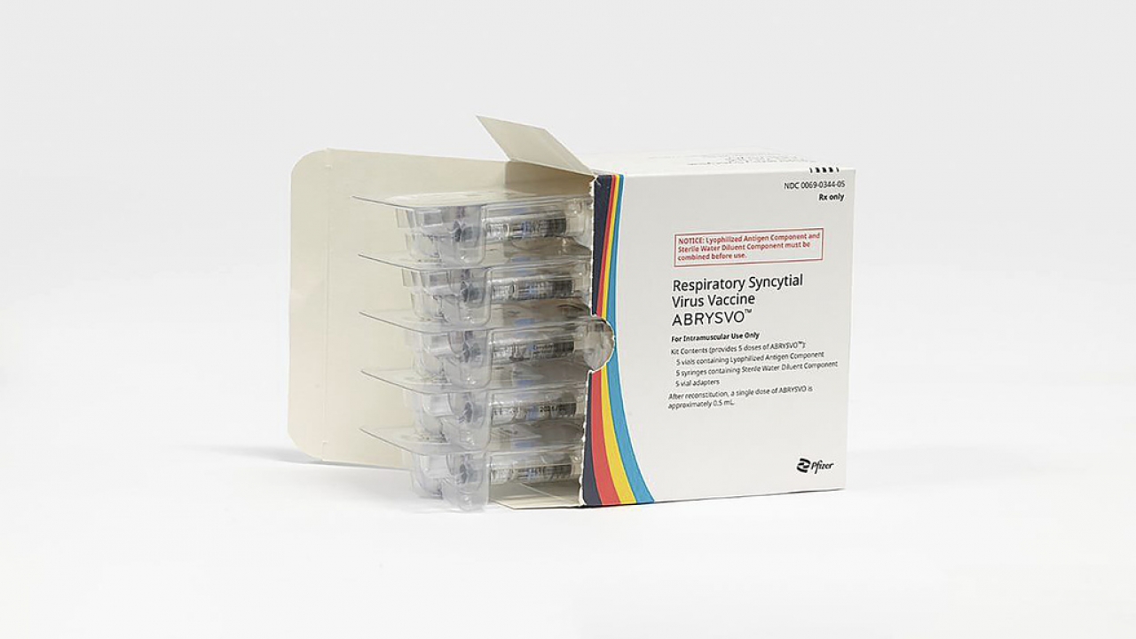 Doses of Pfizer RSV vaccine in a box.