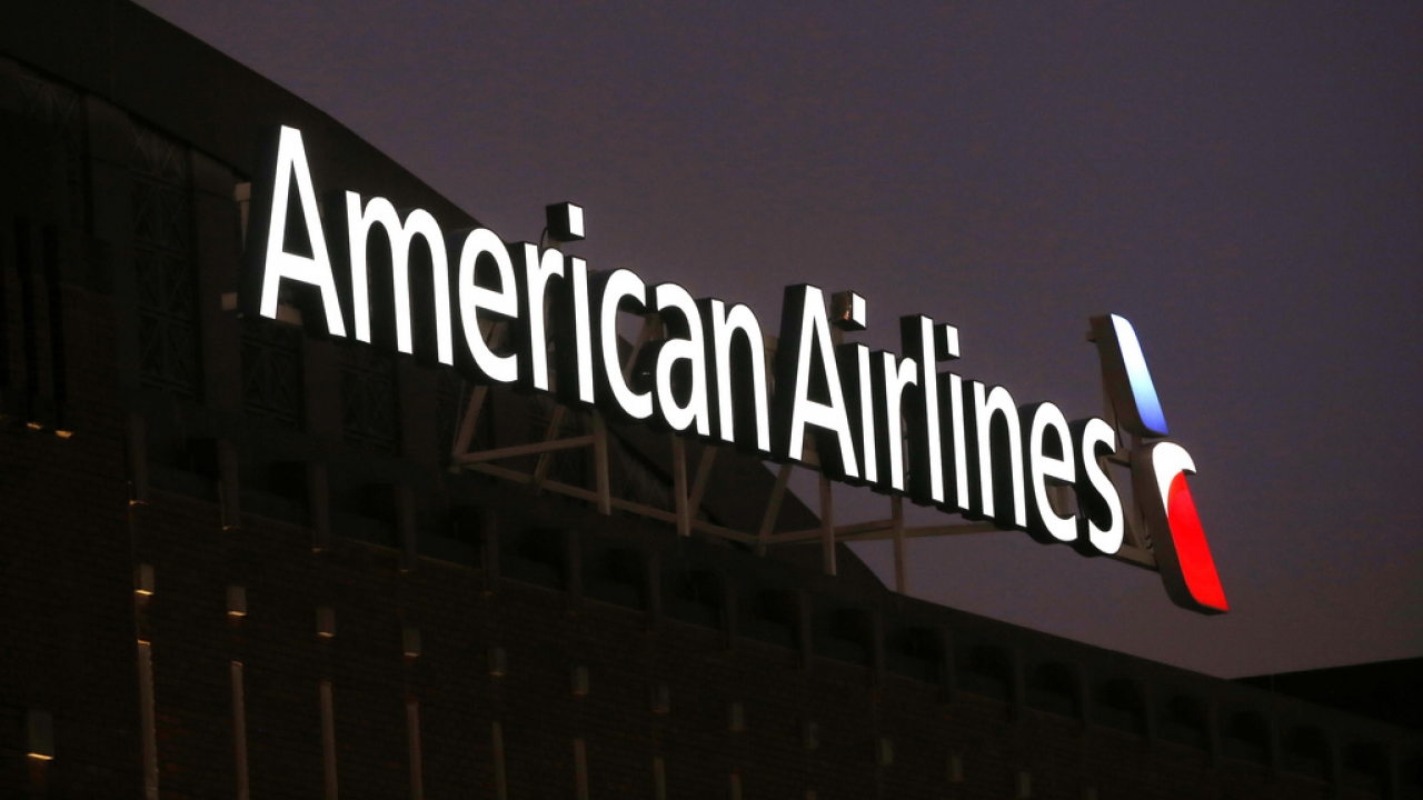 The American Airlines logo is seen.