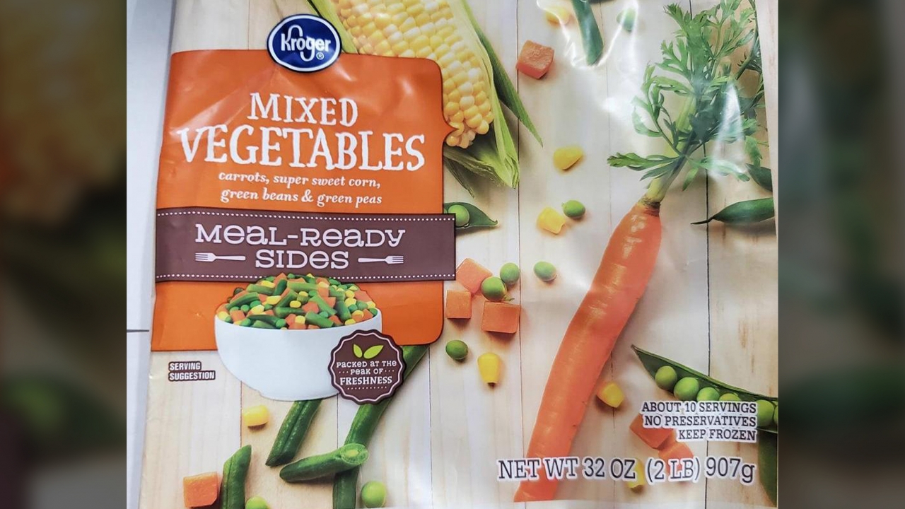 A package of frozen vegetables are shown.
