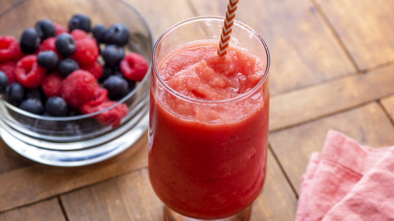 This May 2018 photo shows a fruit smoothie.