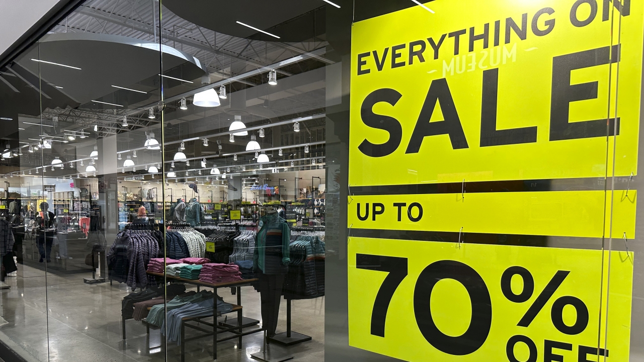 A sign promoting a sale